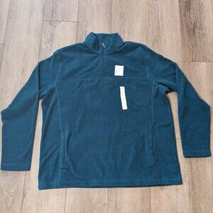 NWT Croft & Barrow Soft Fleece Pullover Sweatshirt Size XL Green Zipper Neck